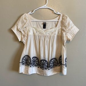 Anthropologie Lithe Chantal cream top sz 0